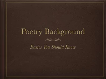 Poetry Background  Basics You Should Know  Types of Poetry  Lyric  subjective and reflective