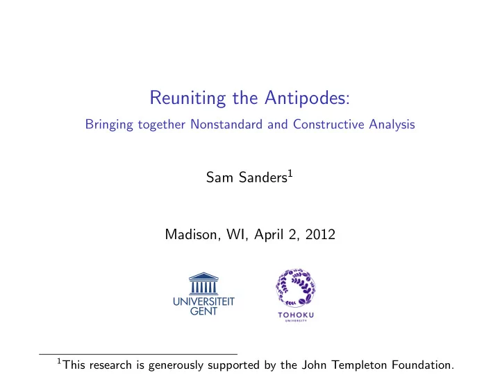 reuniting the antipodes