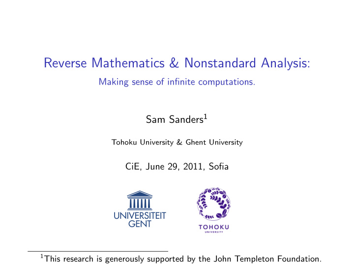 reverse mathematics nonstandard analysis