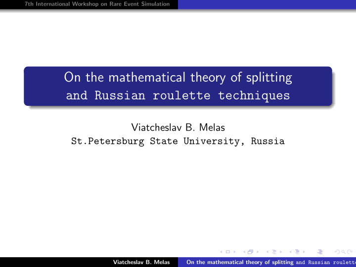 on the mathematical theory of splitting and russian