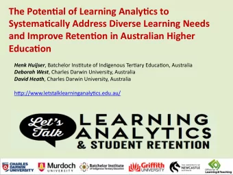 The Poten)al of Learning Analy)cs to   Systema)cally Address Diverse Learning