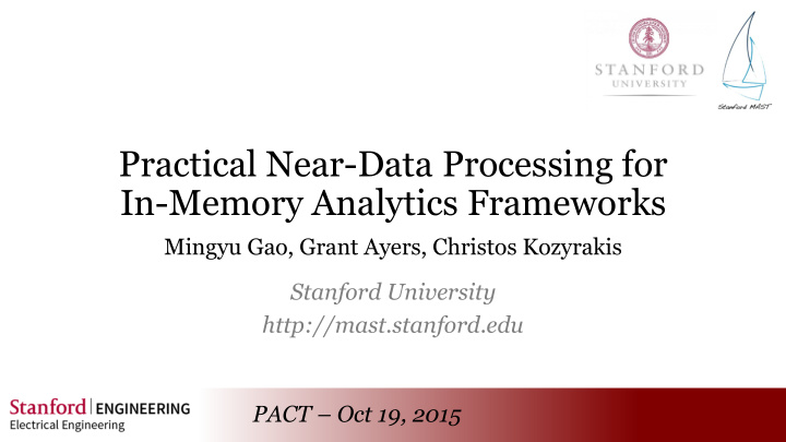 practical near data processing for in memory analytics
