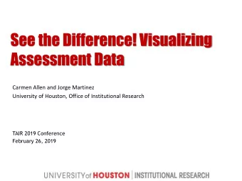 See the Difference! Visualizing  Assessment Data  Carmen Allen and Jorge Martinez  University of