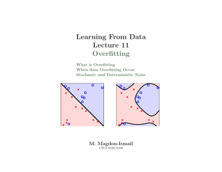 learning from data lecture 11 overfitting