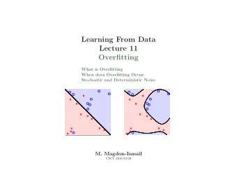 Learning From Data  Lecture 11  Overfitting  What is Overfitting  When does Overfitting Occur