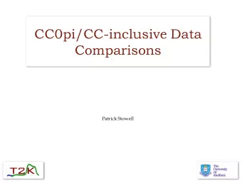 CC0pi/CC-inclusive Data  Comparisons  Patrick Stowell  Introduction  Learnt from the previous