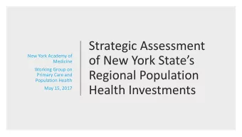 of New York States  Medicine  Working Group on  Regional Population  Primary Care and
