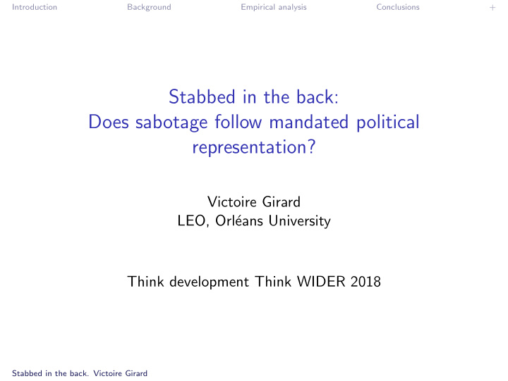 stabbed in the back does sabotage follow mandated
