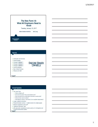 The New Form I-9:  What All Employers Need to  Know  Tuesday, January 10, 2017  Marva Deskins