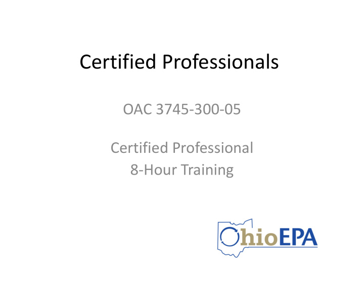 certified professionals