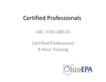 Certified Professionals OAC 3745  300  05 Certified Professional 8  Hour Training CP