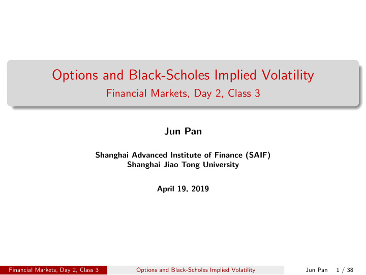 options and black scholes implied volatility