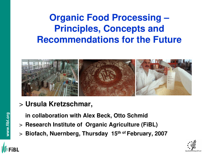 organic food processing principles concepts and