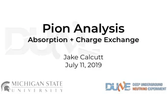 Pion Analysis  Absorption + Charge Exchange  Jake Calcutt  July 11, 2019 Jake Calcutt 2