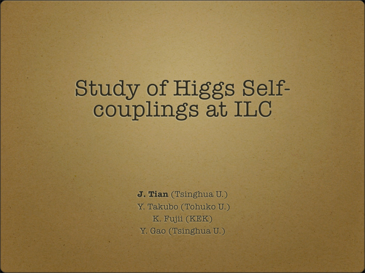 study of higgs self couplings at ilc