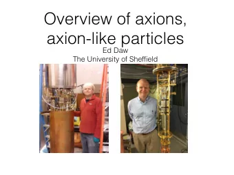 Overview of axions,  axion-like particles  Ed Daw  The University of Sheffield  The Strong CP
