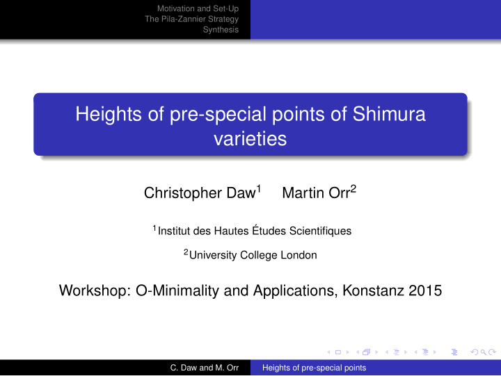 heights of pre special points of shimura varieties