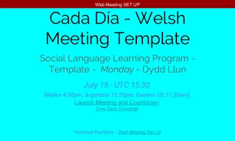 Cada Da - Welsh  Meeting Template  Social Language Learning Program - Template - Monday - Dydd