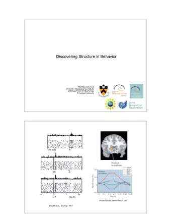 Discovering Structure in Behavior  Matthew Botvinick  Princeton Neuroscience Institute  and