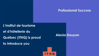 Professional Success  LInstitut de tourisme  et dhtellerie du  Alexia Douyon  Qubec