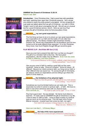 UNWRAP the Present of Christmas 12.26.10  Acts 9:1-20  ESV Introduction: I love Christmas time.