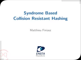 pq  Outline  Description of the FSB Hash Function  Classic Attacks  Recent Attacks