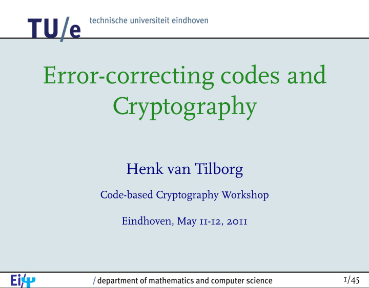 error correcting codes and cryptography