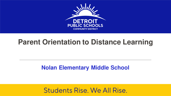 parent orientation to distance learning