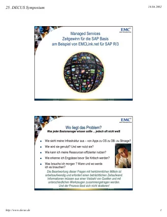 Managed Services  Zeitgewinn fr die SAP Basis  am Beispiel von EMCLink.net fr SAP R/3  1  Wo