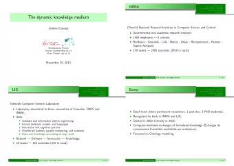 The dynamic knowledge medium  (French) National Research Institute in Computer Science and Control