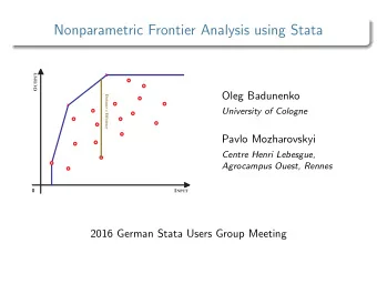 Nonparametric Frontier Analysis using Stata  UTPUT  X  O  Oleg Badunenko  Distance =