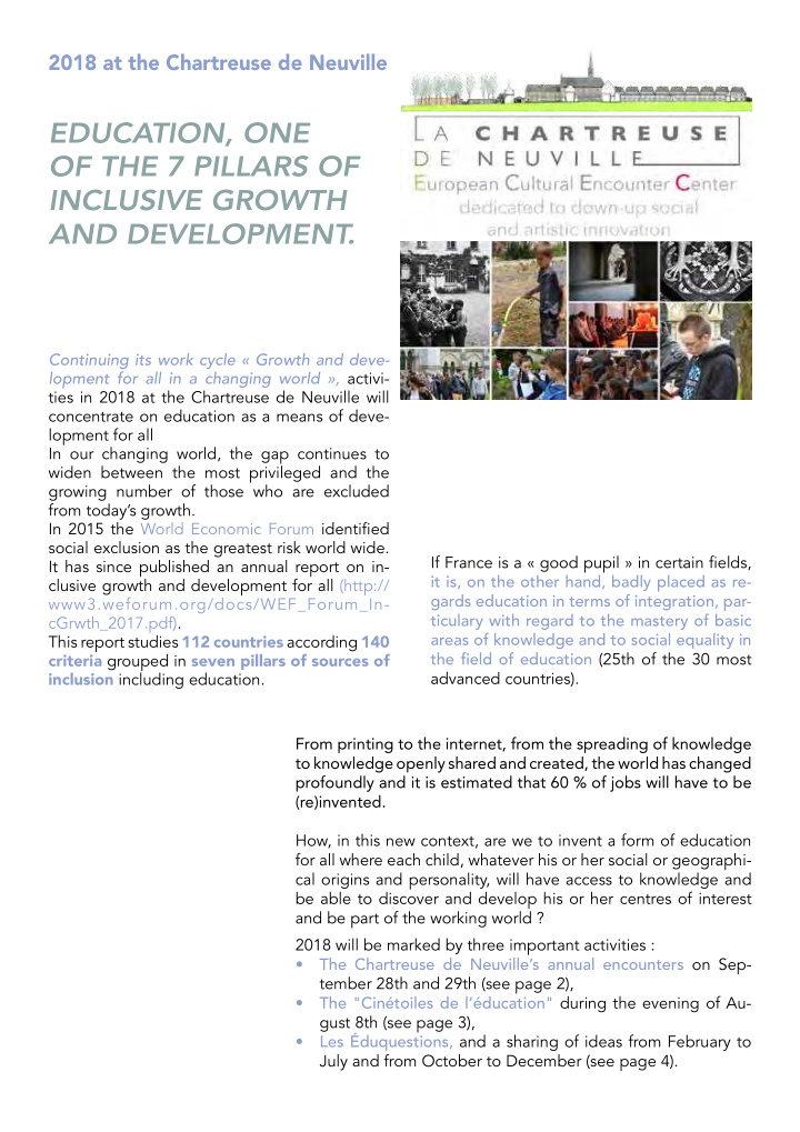 education one of the 7 pillars of inclusive growth and