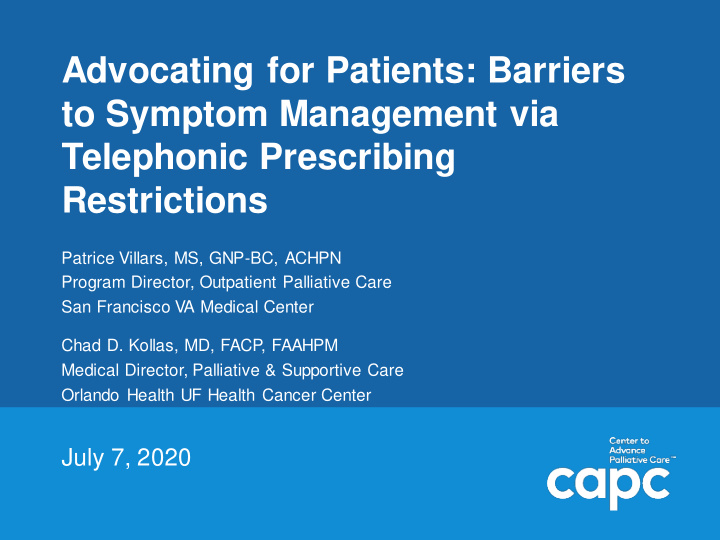 advocating for patients barriers to symptom management