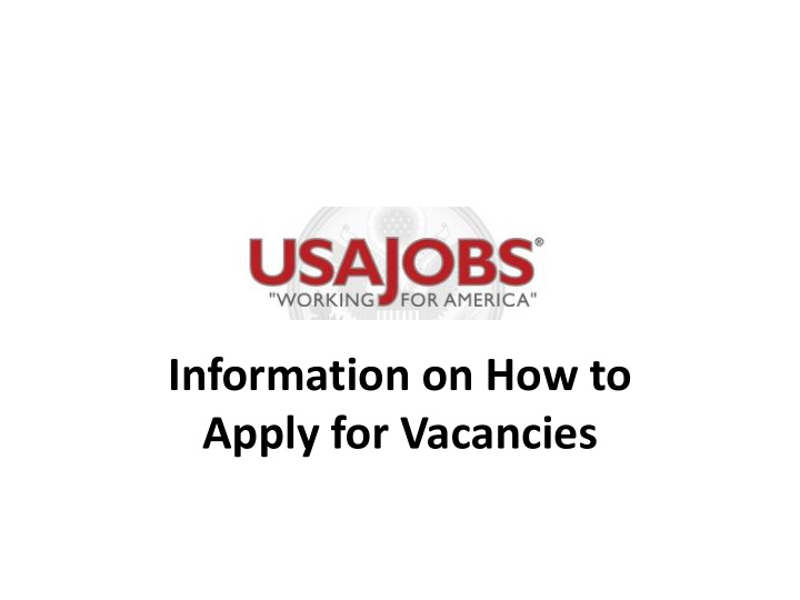 usajobs information on how to apply for vacancies