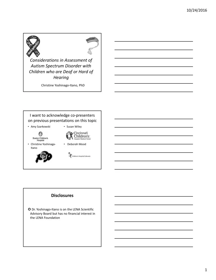 considerations in assessment of autism spectrum disorder