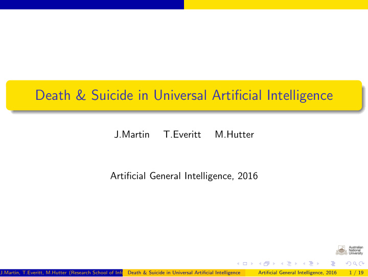 death suicide in universal artificial intelligence