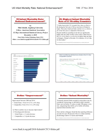 V0E  27 Nov 2018  US Infant Mortality Rate: National Embarrassment?  V0E  2018 CTC-3  1  V0E  2018