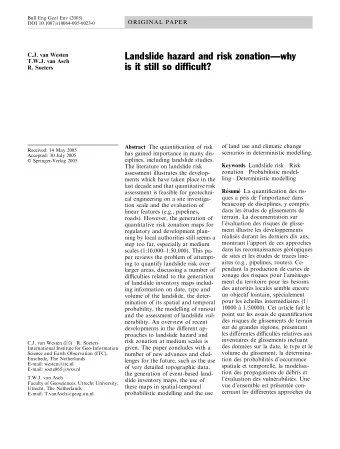 Landslide hazard and risk zonationwhy  C.J. van Westen  T.W.J. van Asch  is it still so