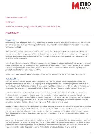 Presentation  Vernon Hill  Good evening.  Good evening in London and good afternoon in America.