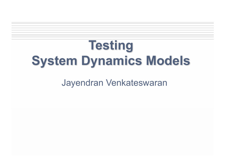 testing system dynamics models