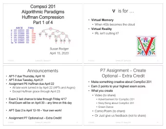 V is for   Algorithmic Paradigms  Huffman Compression  Virtual Memory  Part 1 of 4  When