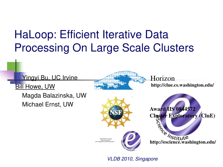 haloop efficient iterative data processing on large scale