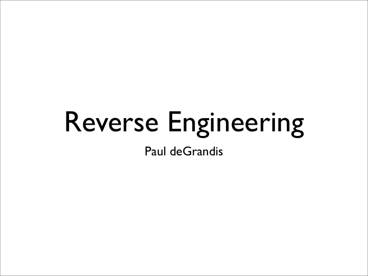 reverse engineering