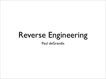 Reverse Engineering  Paul deGrandis  Applications  Software Maintenance  Source Code and