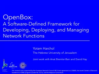 OpenBox:  A Software-Defined Framework for  Developing, Deploying, and Managing  Network Functions
