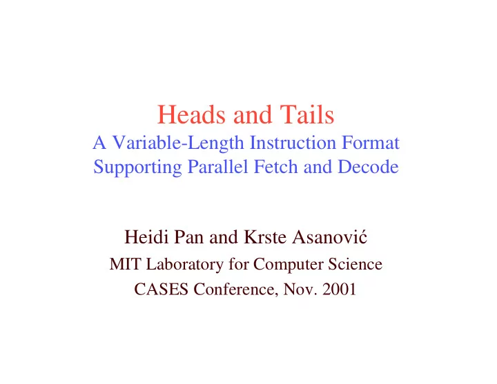 heads and tails
