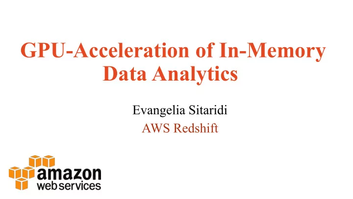 gpu acceleration of in memory data analytics