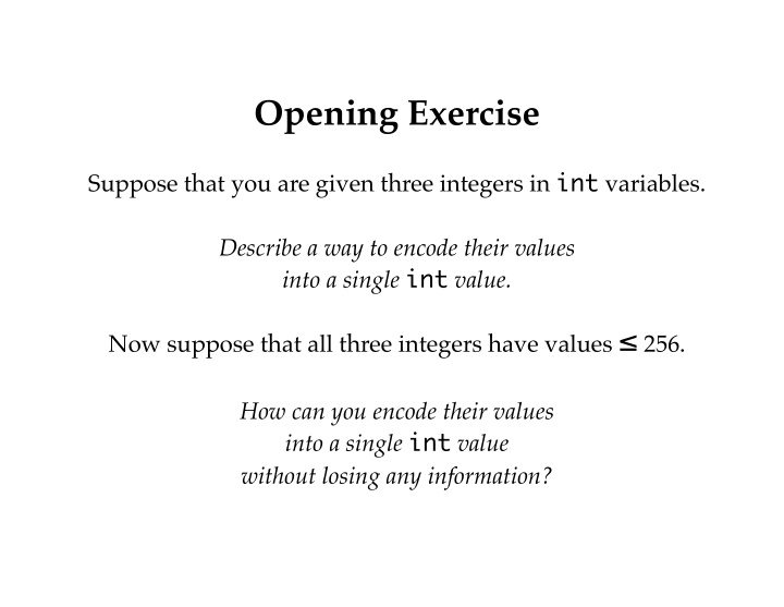 opening exercise