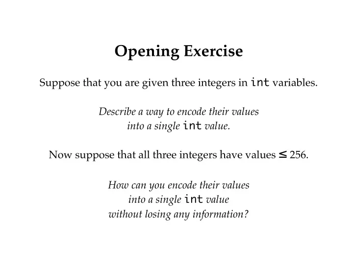 opening exercise