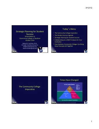 Strategic  Planning  for  Student    The  Community  College  Impera2ve